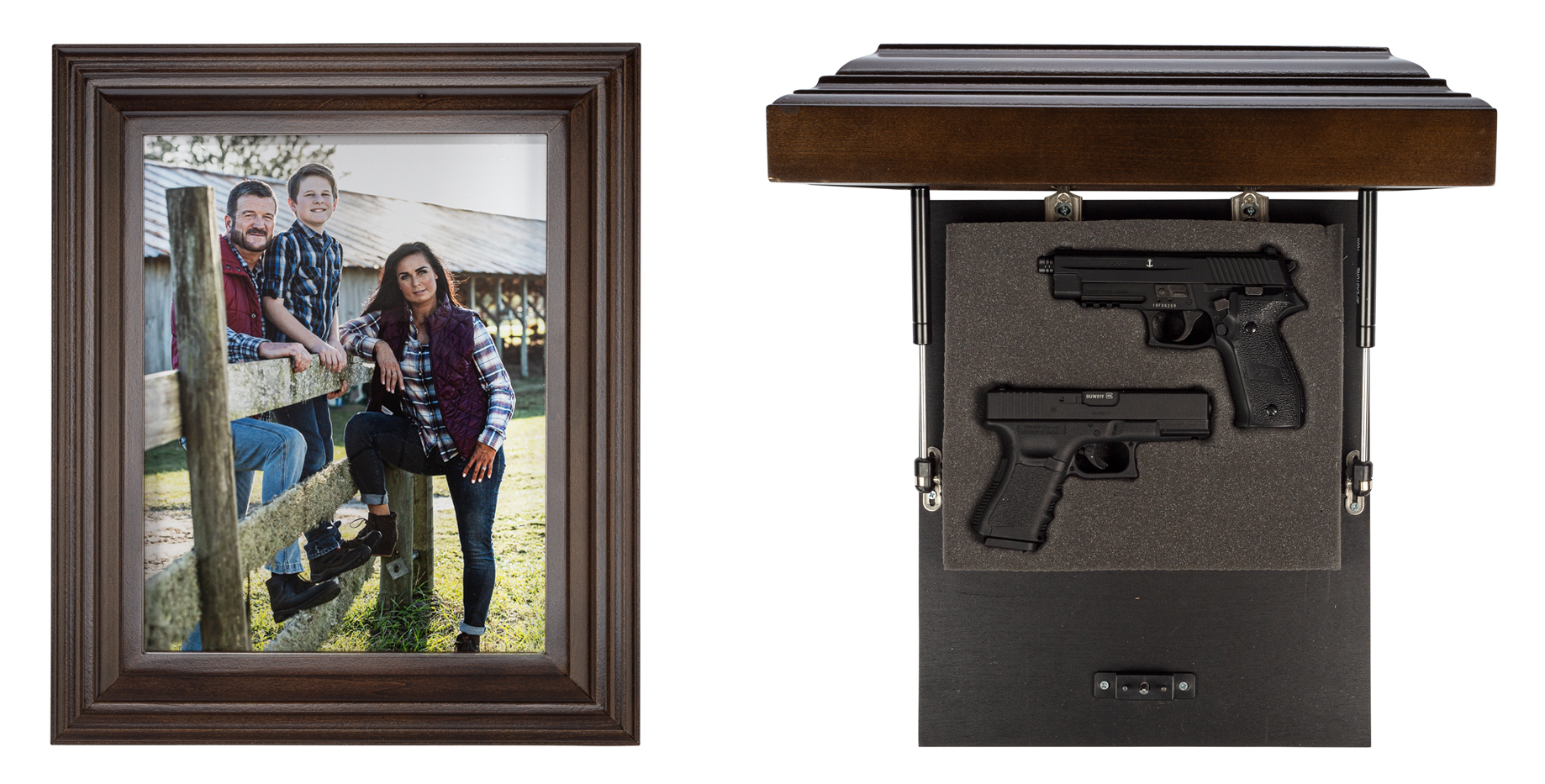 Secret Hidden Safe Hidden Gun Shelf Concealment Wooden Picture Frame  Pistols Handgun Money Gun Safe Storage with Magnetic Door